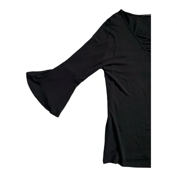 ♥️Tahari♥️women’s black 3/4 bell sleeve blouse size (Large) - Picture 5 of 9